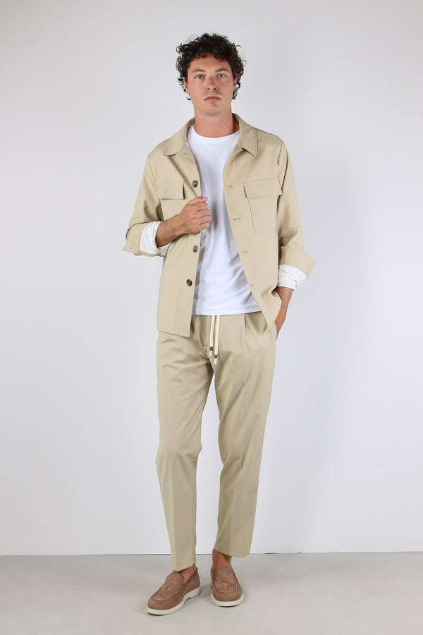 Overshirt Tasche Applicate Beige