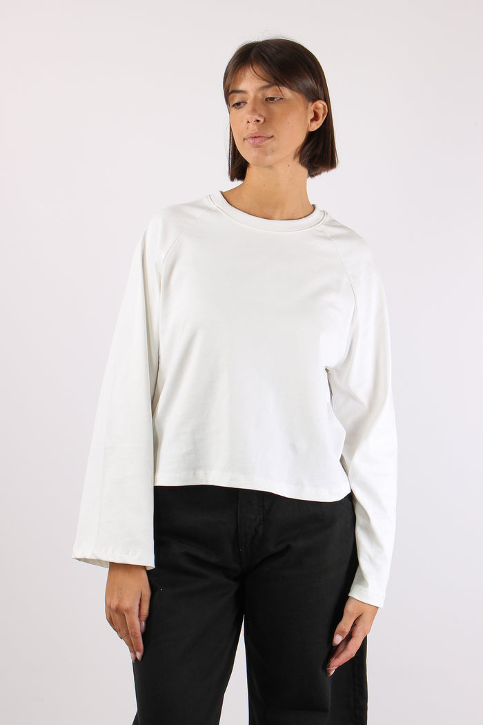 T-shirt Cotone Manica Svasata Panna-4