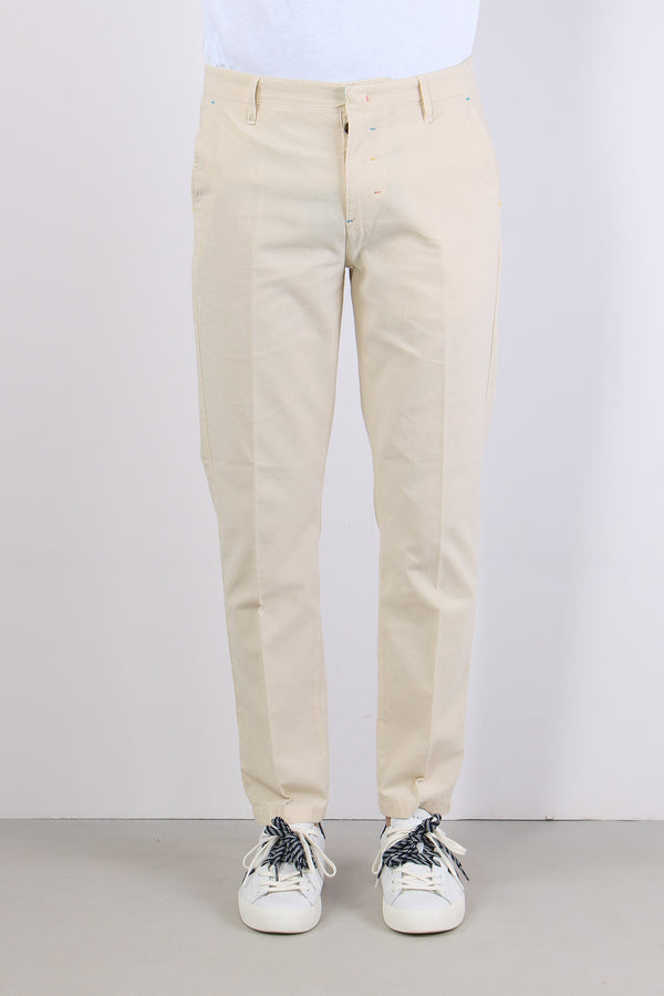 Pantalone Chino Misto Lino Panna-2