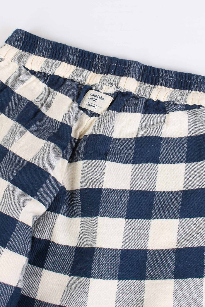 Pantalone Ampio Quadro Navy/ivory-5