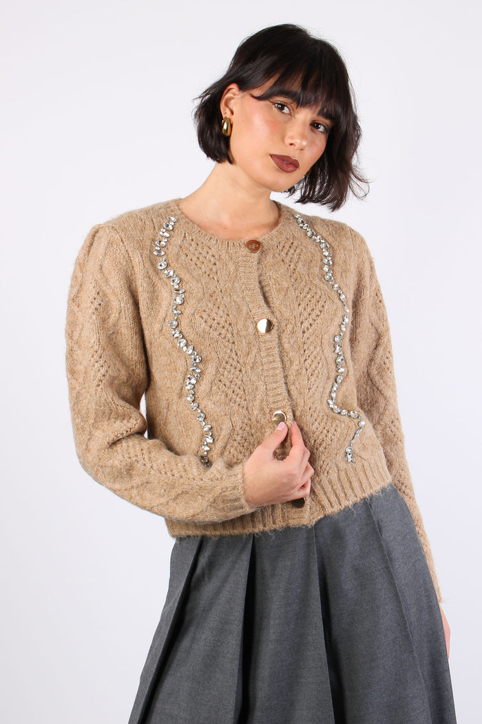 Cardigan Corto Pietre Cammello-4