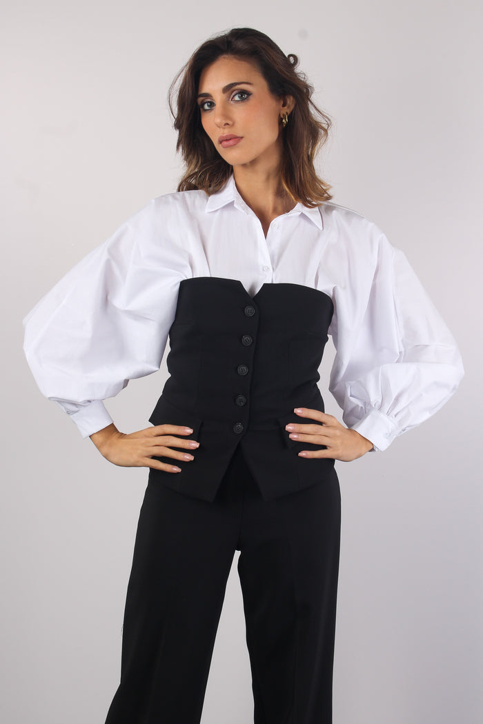 Top Bottoncini Taschino Nero-7