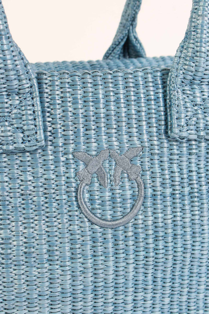 Mini Shopping Beach Rafia Light Blue-7