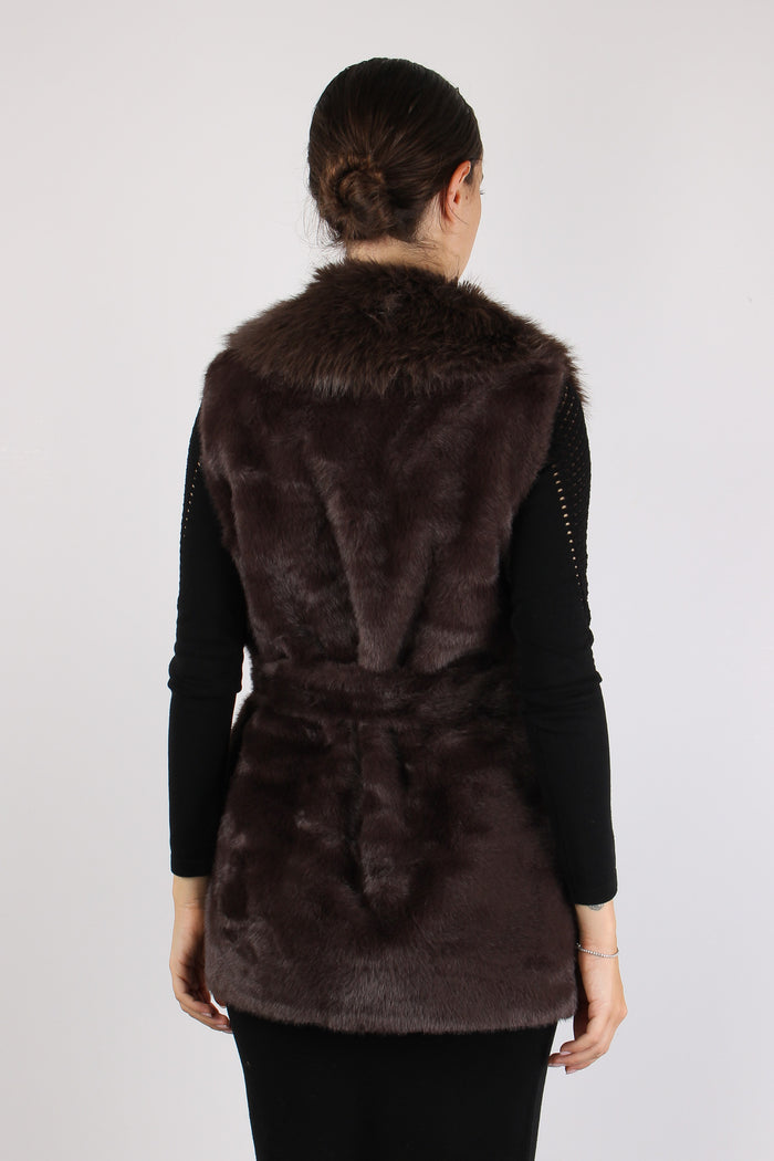 Princess Gilet Ecopelliccia Cinturato Moro-5