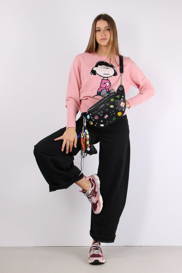 Maglia Ricamo Grande Rosa