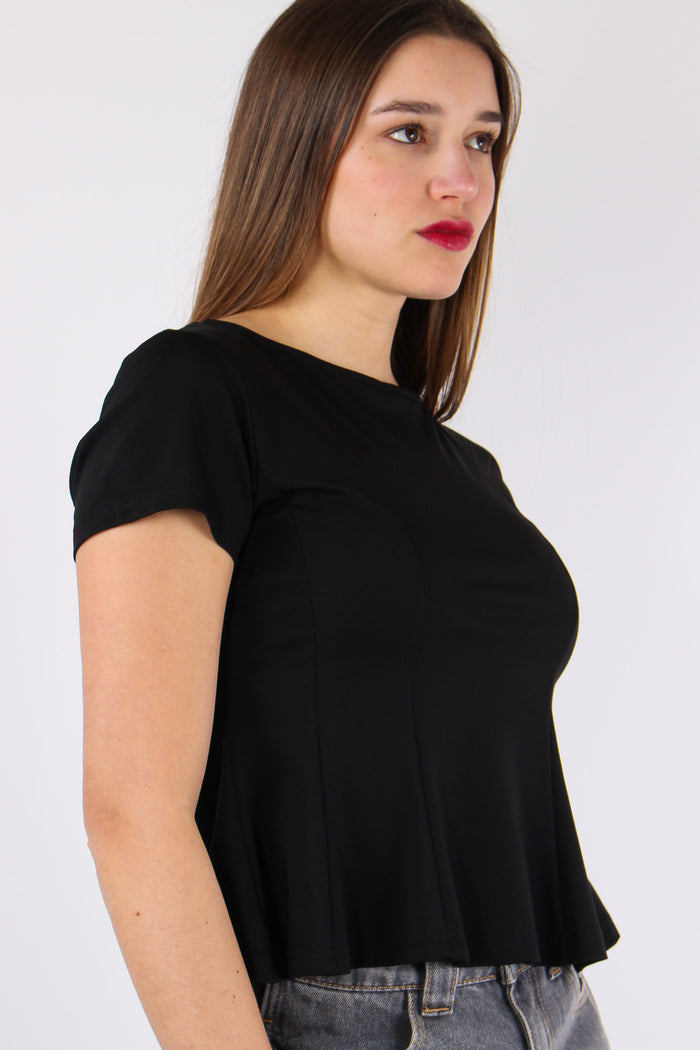 T-shirt M/m Riprese Fianchi Nero-6