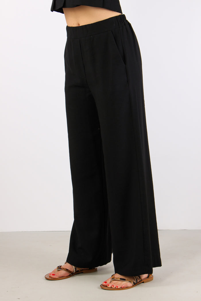 Pantalone Palazzo Misto Viscos Nero-3