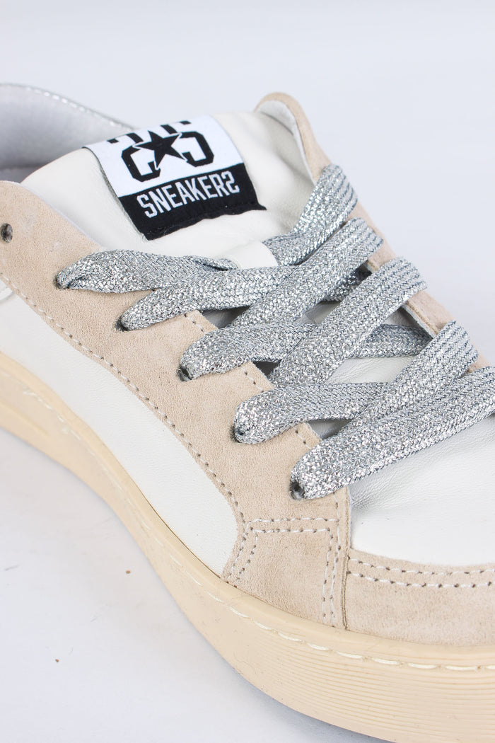 Sneakers Enjoy Star Borchie Bianco/argento-6