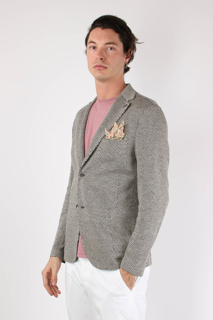 Giacca Jacquard Occhio Pernice Natural/blu-4