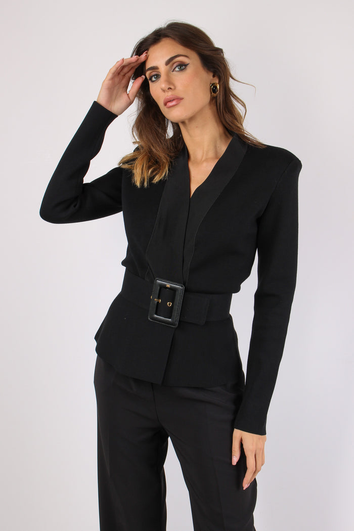 Giacca Maglia Cintura Nero-6