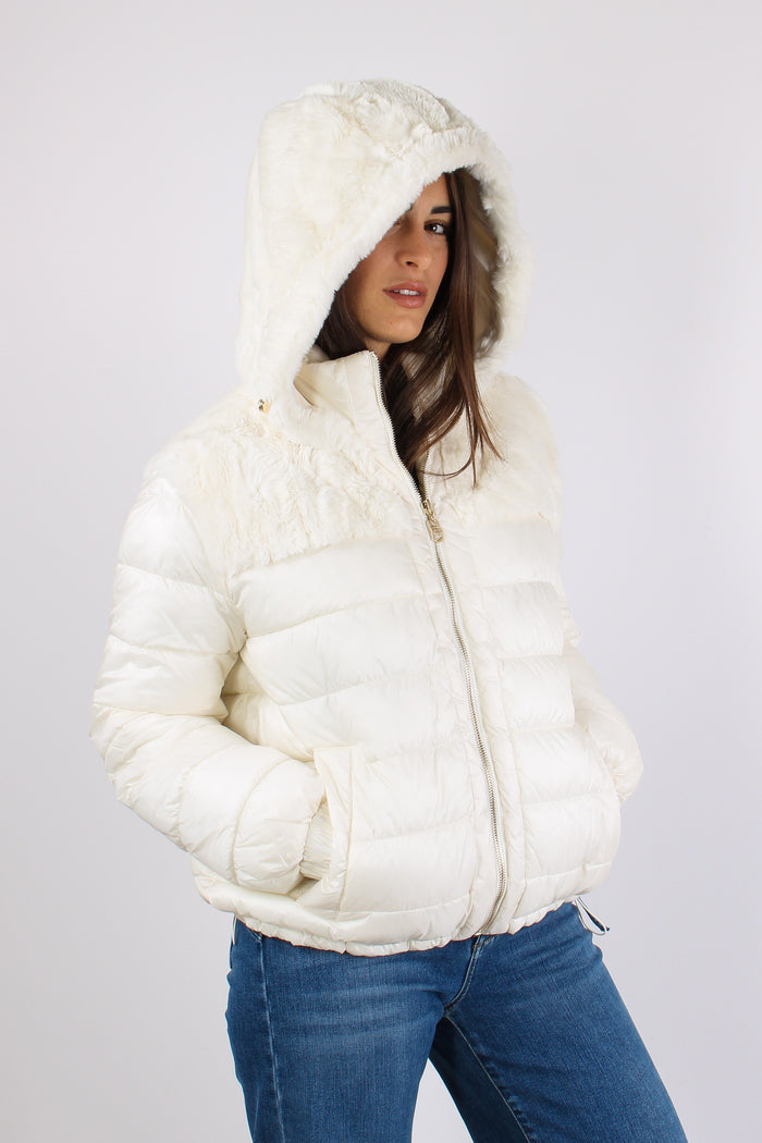 Giubbotto Bimateriale Inserto Bianco Latte-9