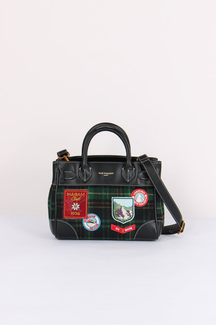 Mini Shopping Bimateriale Patch Tartan Green