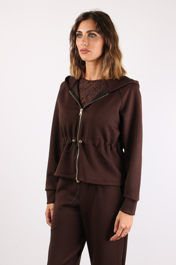 Felpa Zip Coulisse Modal Moro-4