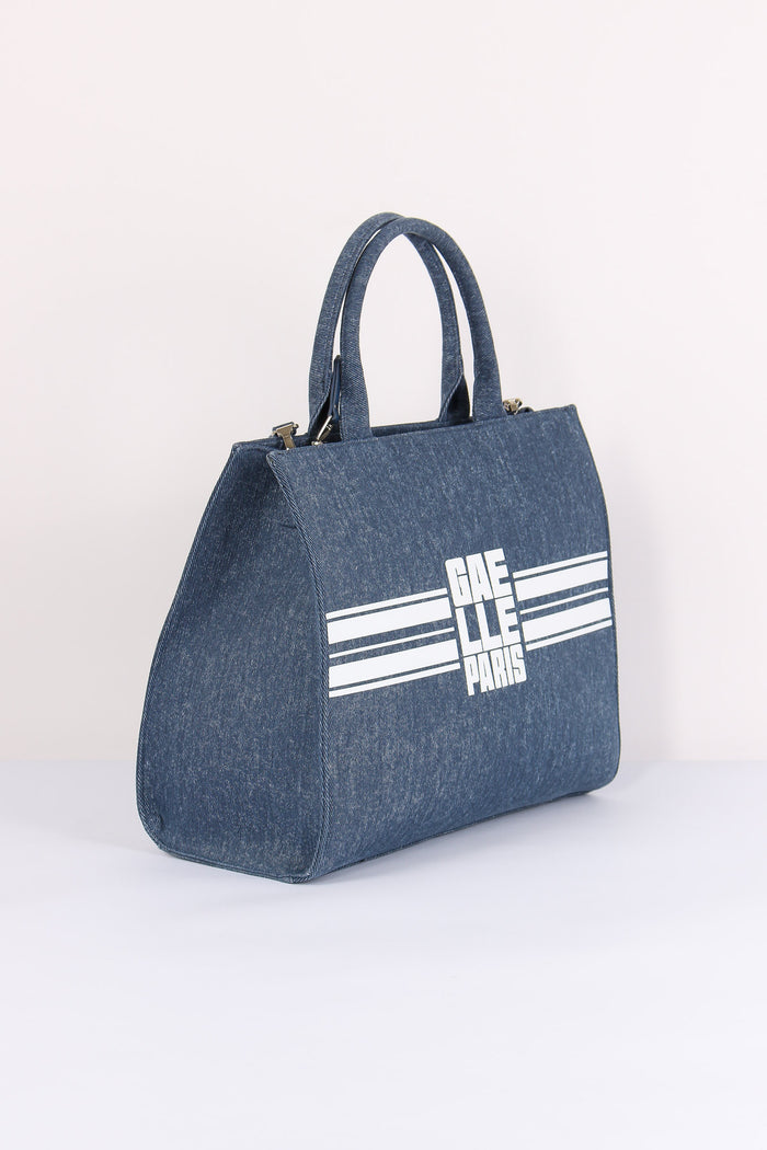 Maxi Tote Banda Logo Blu-6