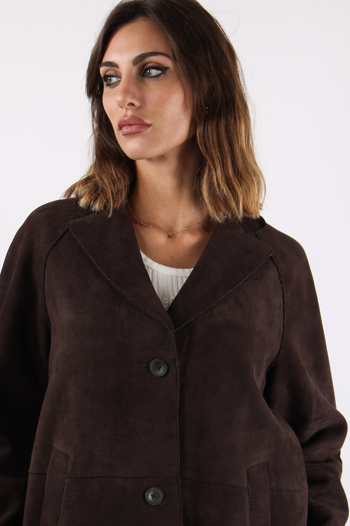 Giacca Monopetto Suede Dark Brown-8