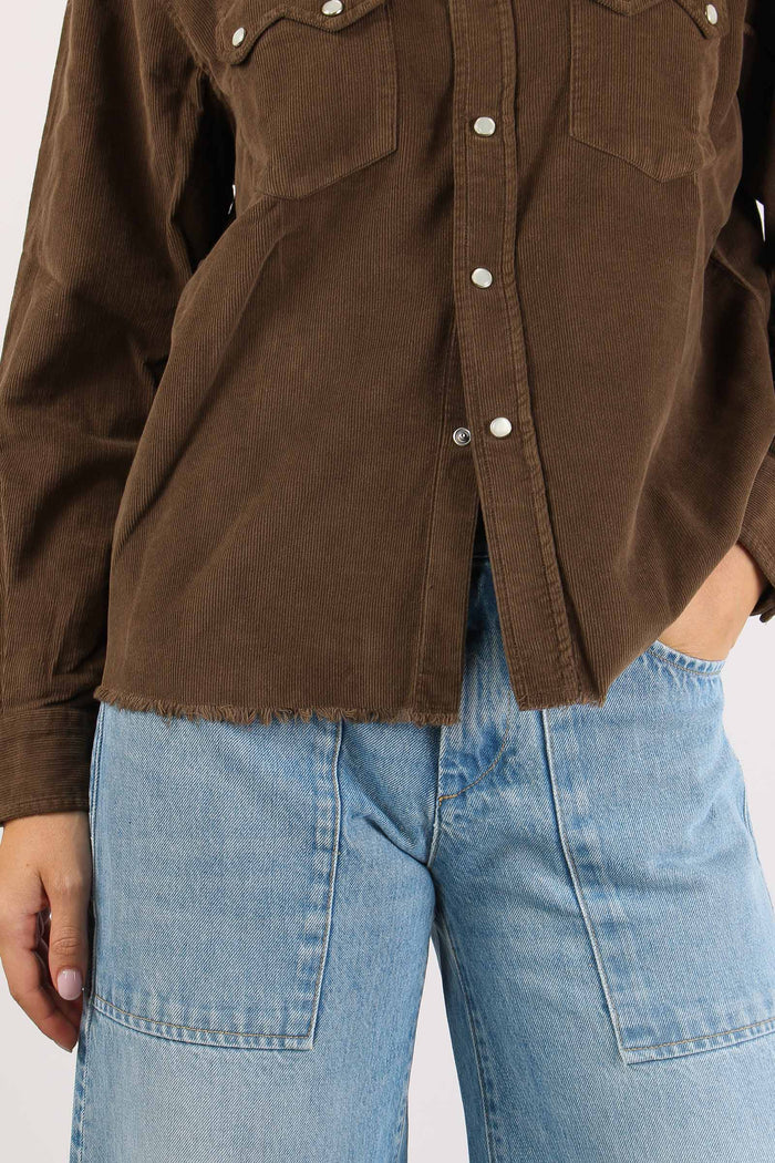 Camicia Velluto Millerighe Aut Vandyke Brown-6