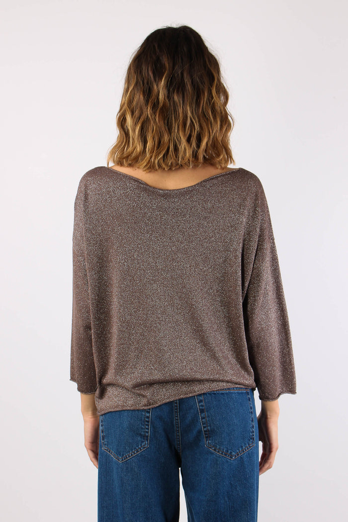 Maglia Scavo Barca Lurex Cioccolato-4