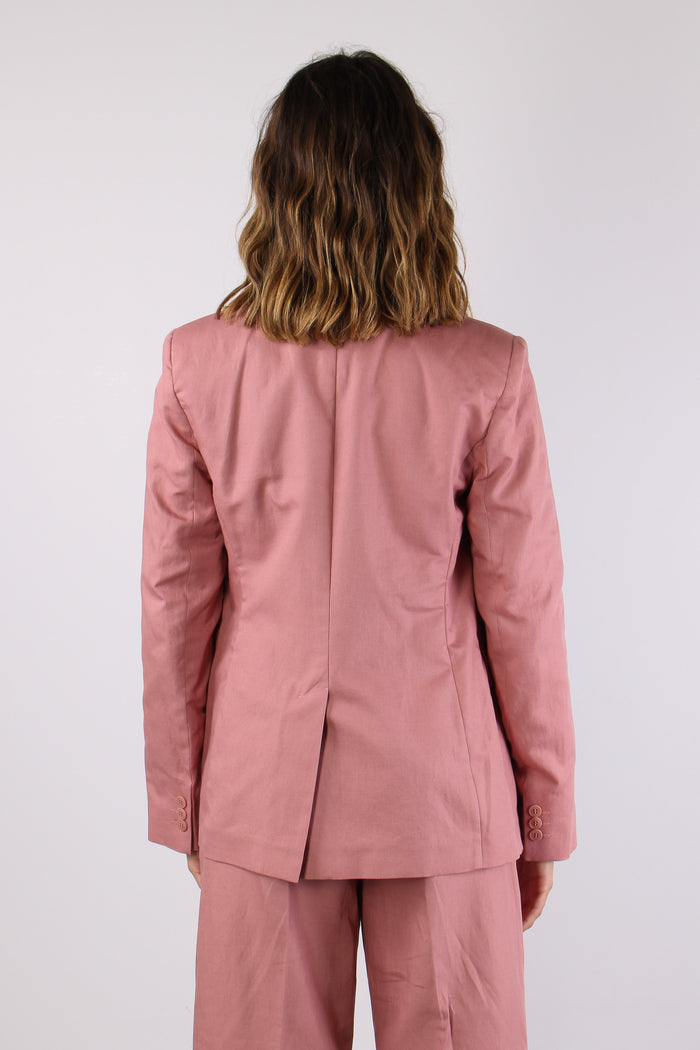 Orche Giacca Monopetto Misto Lino Rose-5
