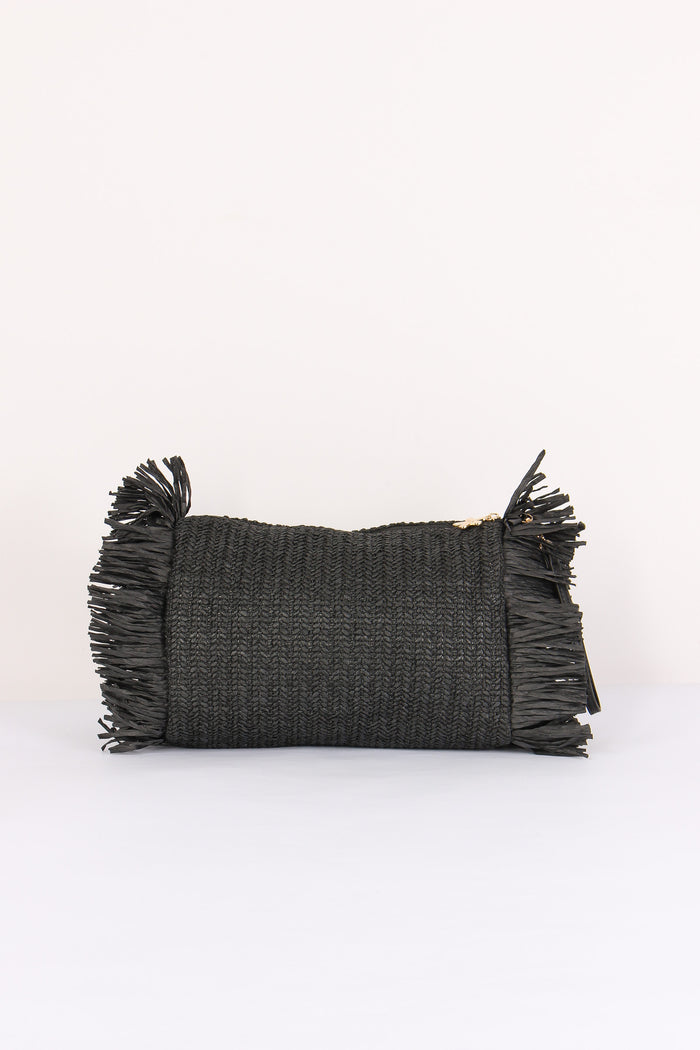 Pochetta Paglia Frange Nero-3