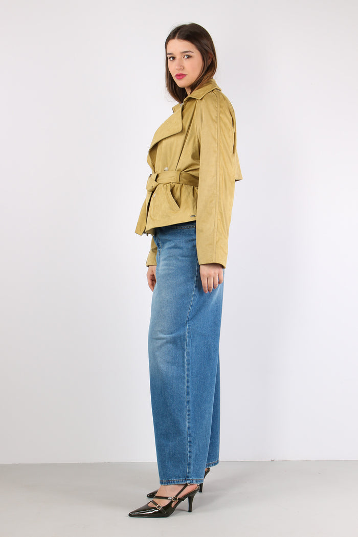 Trench Corto Ecocamoscio Golden Olive-6