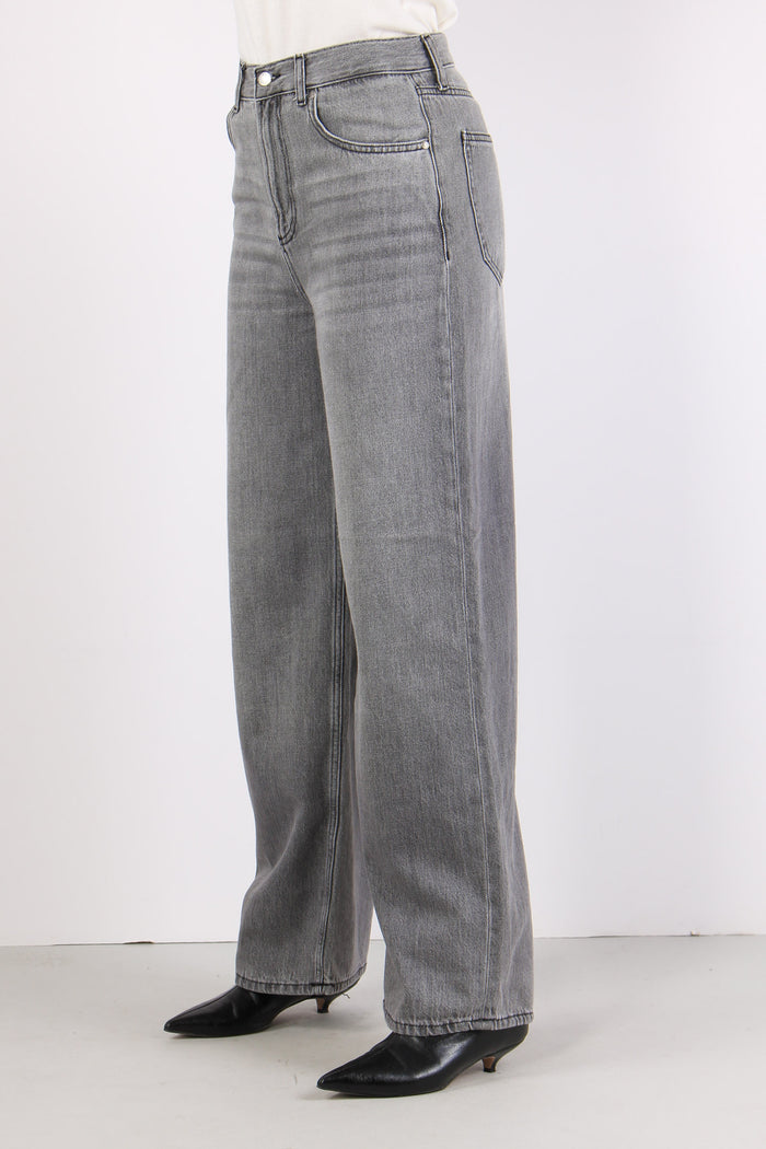 Pantalone Baggy Leg Denim Grigio-3