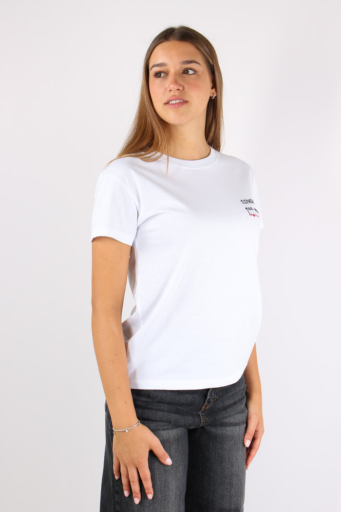 T-shirt Ricamo Single Per Scel Bianco-8
