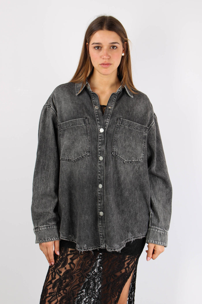 Camicia Over Denim Rotture Nero-4