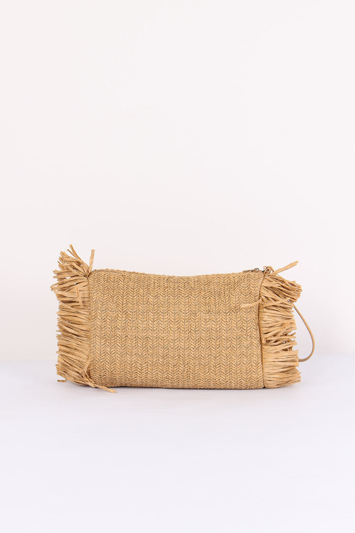 Pochetta Paglia Frange Beige-3