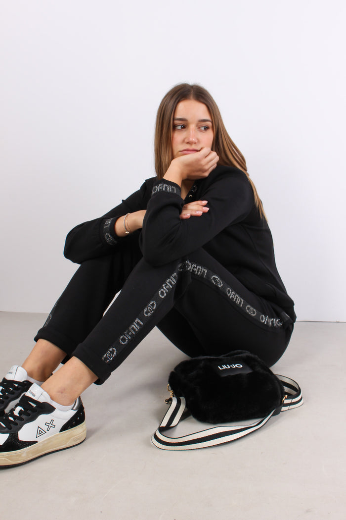 Pantaloni Modal Banda Strass Nero-3