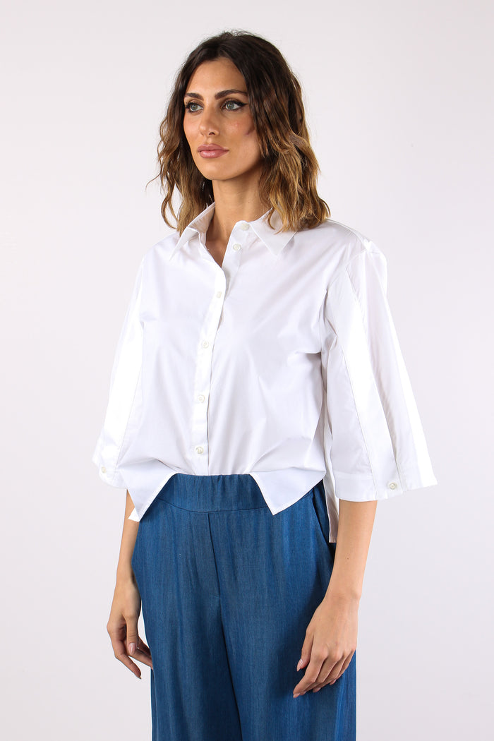 Camicia Apertura Manica Bianco-3