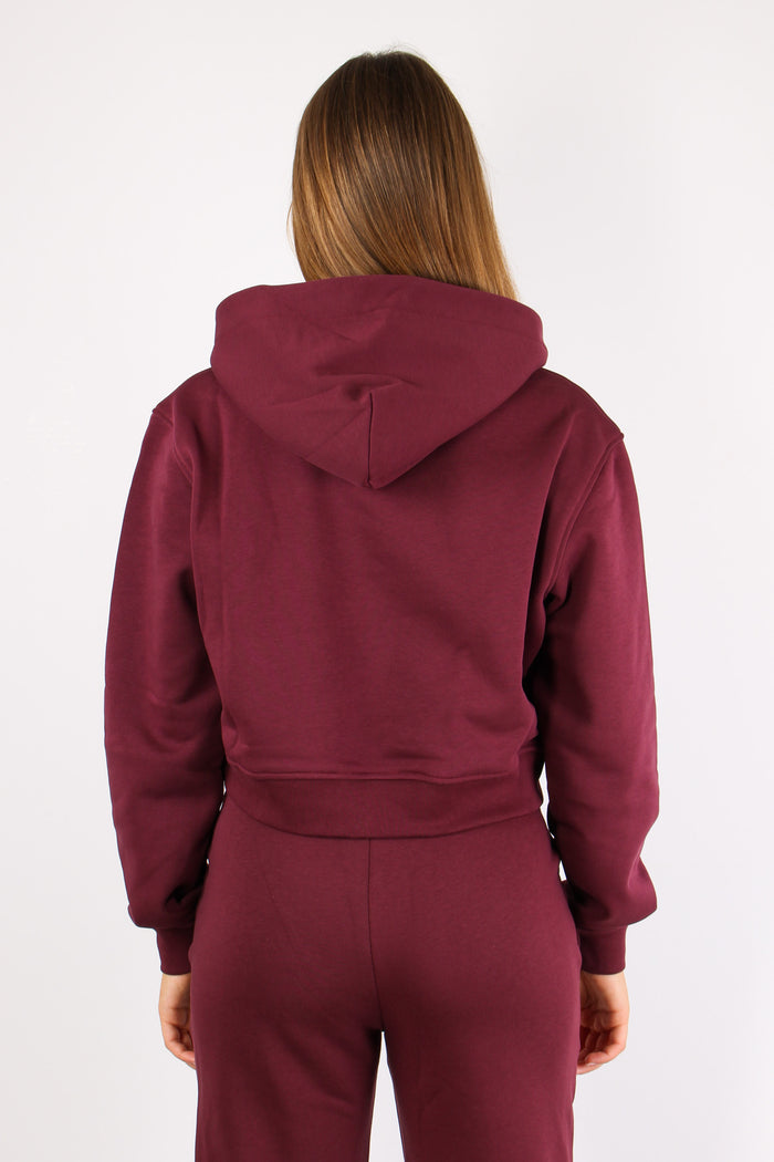 Felpa Corta Cappuccio Bordeaux-3