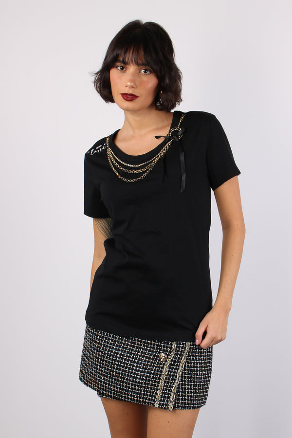 Annachiara T-shirt Collana Black-2