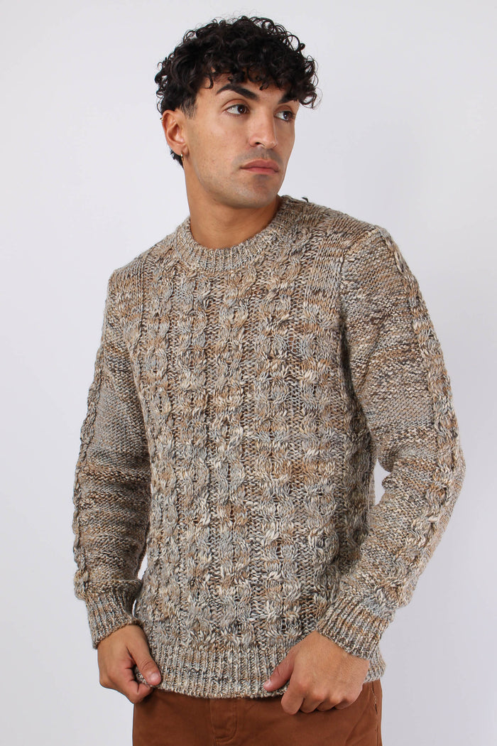 Maglia Melange Treccia Tortora-2