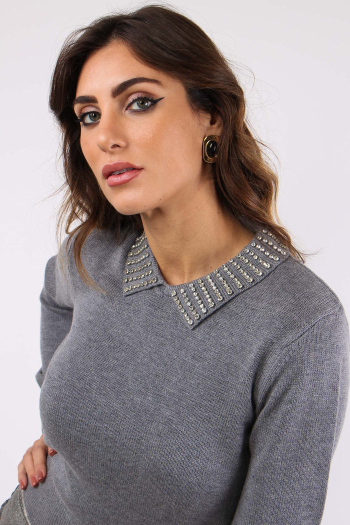 Ventotene Maglia Lana Colletto Ii2-grigio Monumento-3