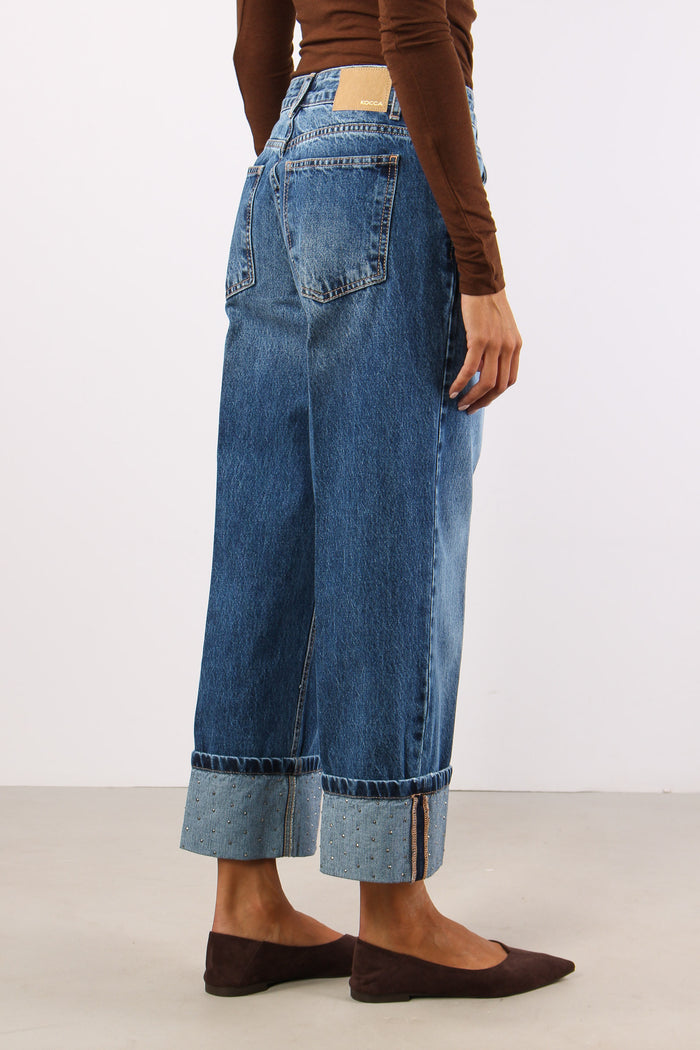 Denim Risvolto Strass Denim Medio-6
