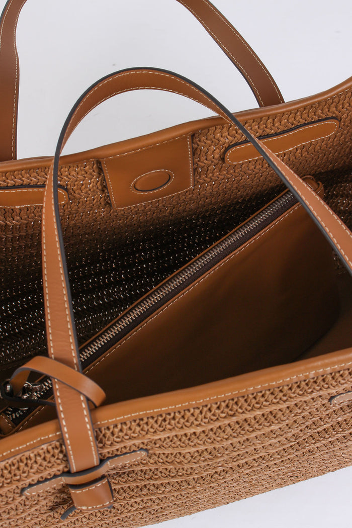 Shopping Rafia Profili Pelle Caramello-6