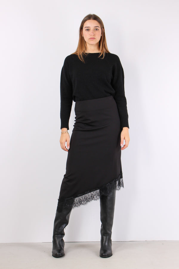 Gonna Sbieco Fondo Pizzo Nero