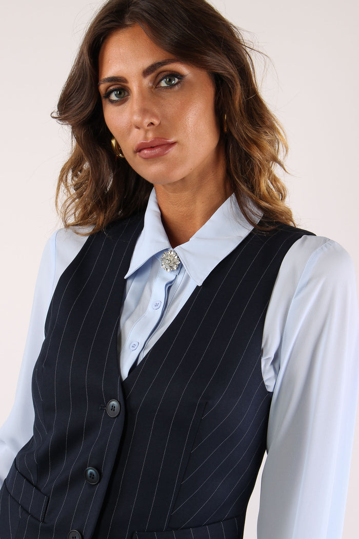 Danieli_ge Gilet Bottoni Gessato Total Eclipse-7