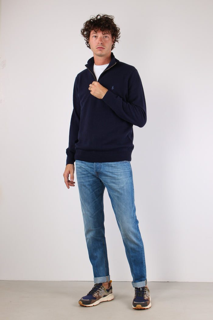 Maglia Mezza Zip Lana Hunter Navy-5