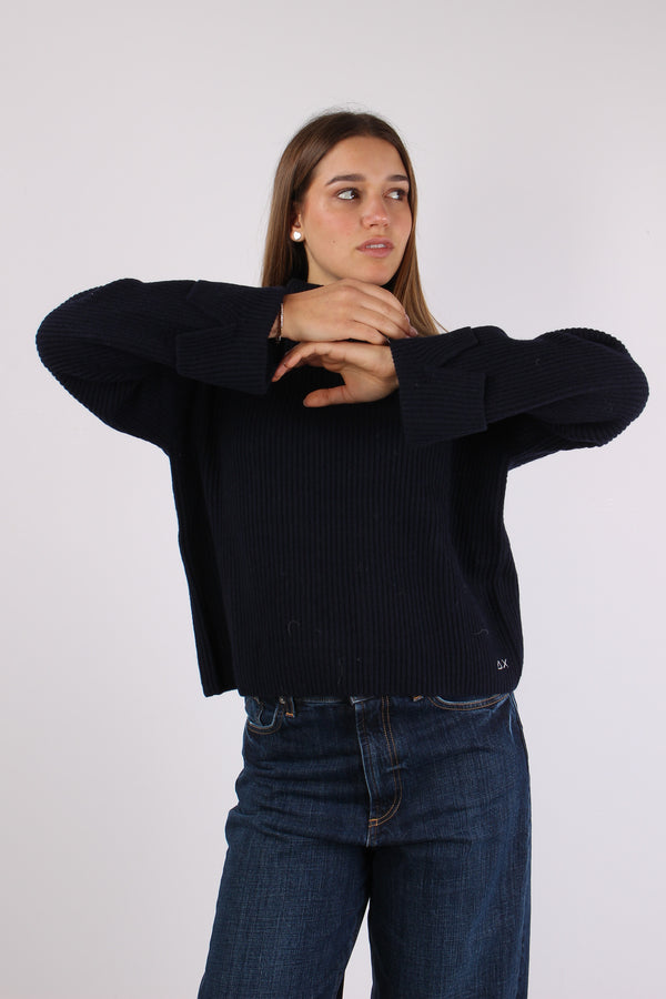 Maglia Collo Alto Costa Ingles Navy Blue-2