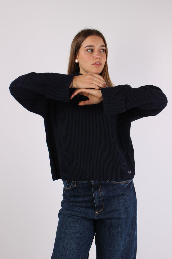 Maglia Collo Alto Costa Ingles Navy Blue-2