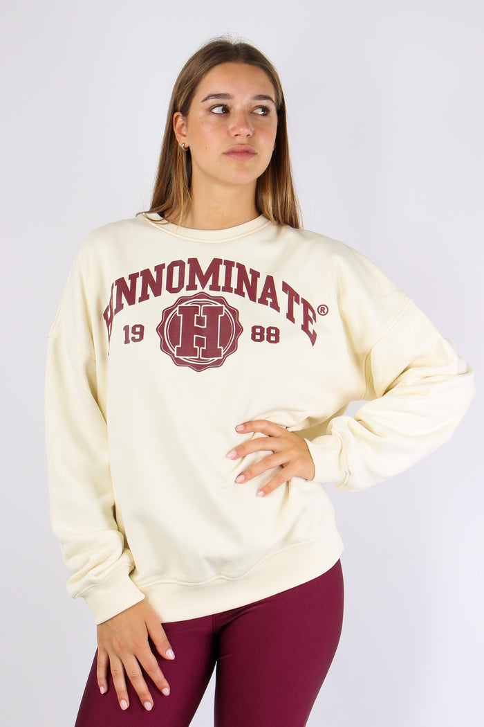 Felpa College Bianco Burro-2