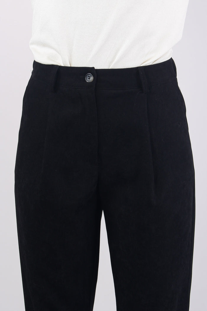 Pantalone Tessuto Diagonale Nero-7