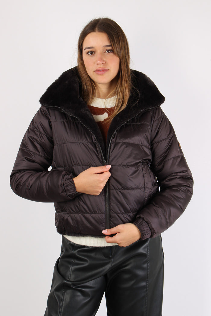 Jeon Giubbotto Ecopelliccia Re Brown Black-5