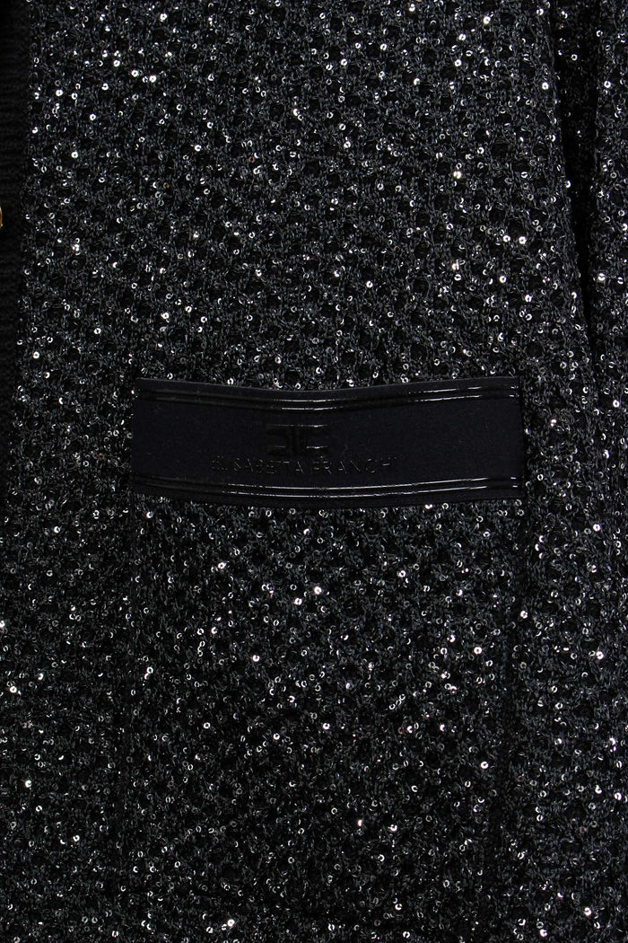 Cardigan Lungo Bottoni Nero/silver-6