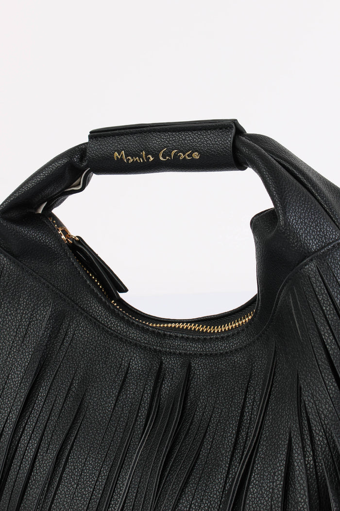 Sacca Mini Frange Nero-5