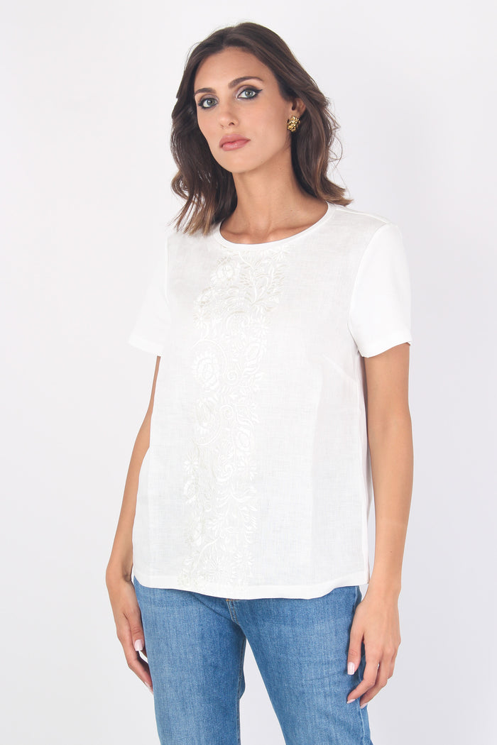 Magno T-shirt Bimateriale Ri Bianco-3