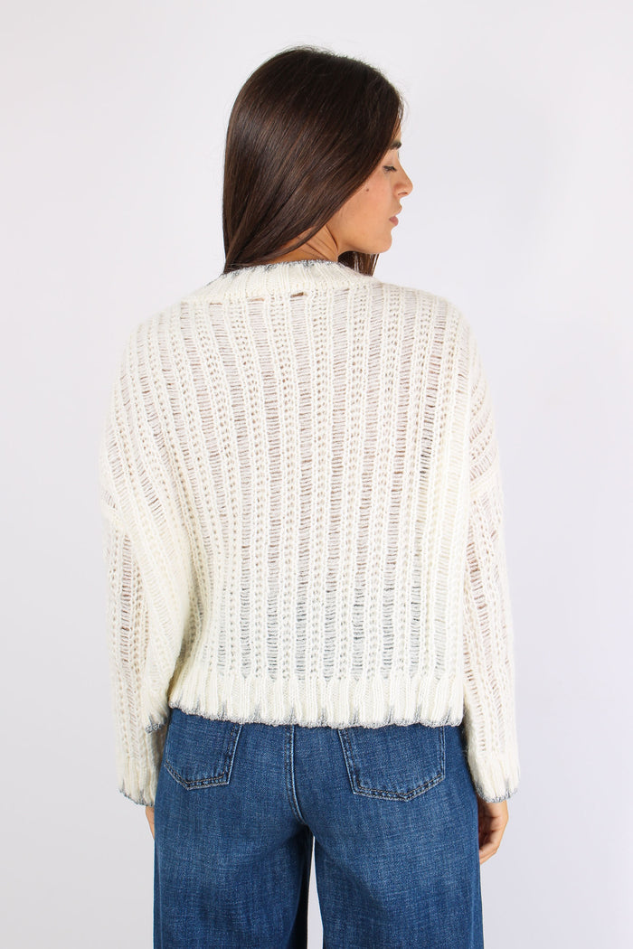 Jonan Maglia Traforata Banda L Latte-7