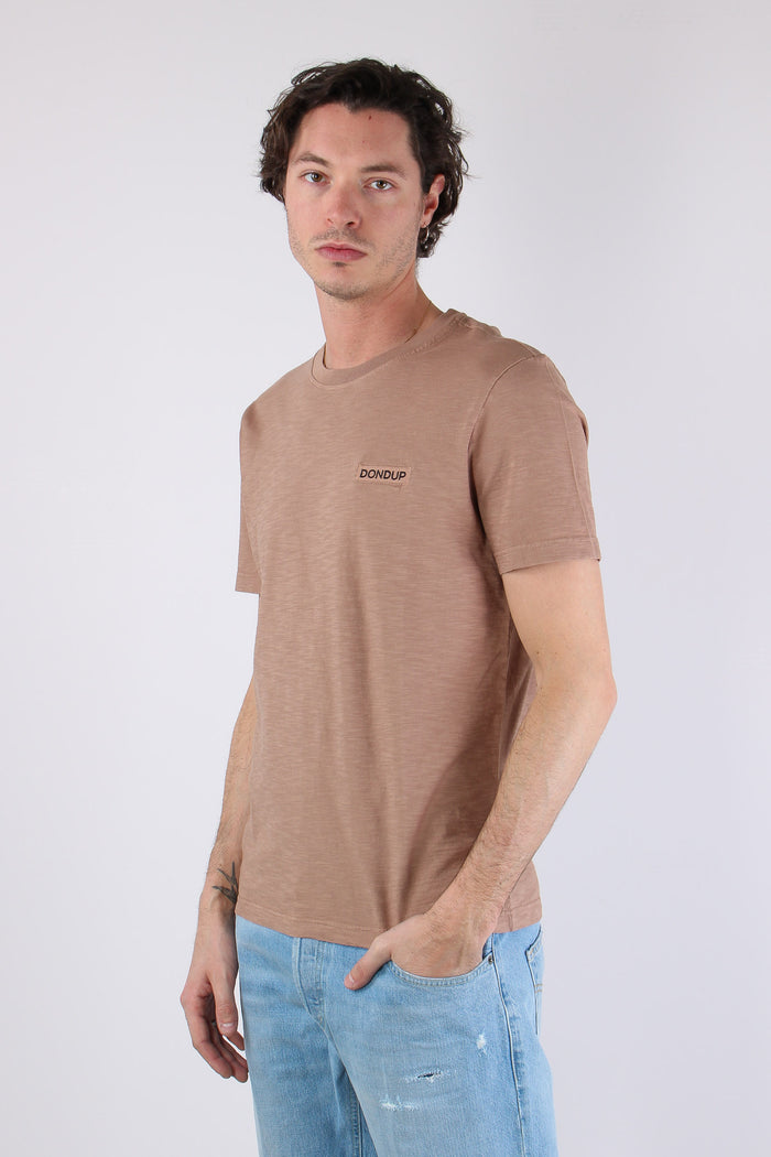 T-shirt Cotone Fiammato Logo Patch Orzo-3