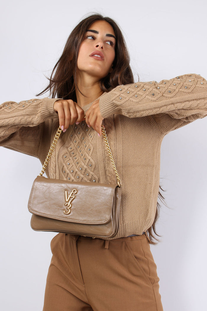 Emiliana Maglia Treccia Strass Miele-3